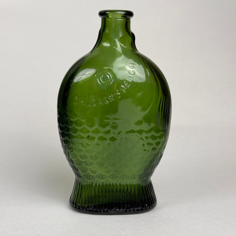Vintage Wheaton NJ Green Fish Bottle Children's Delight Dr Fisch's Bitters #86
